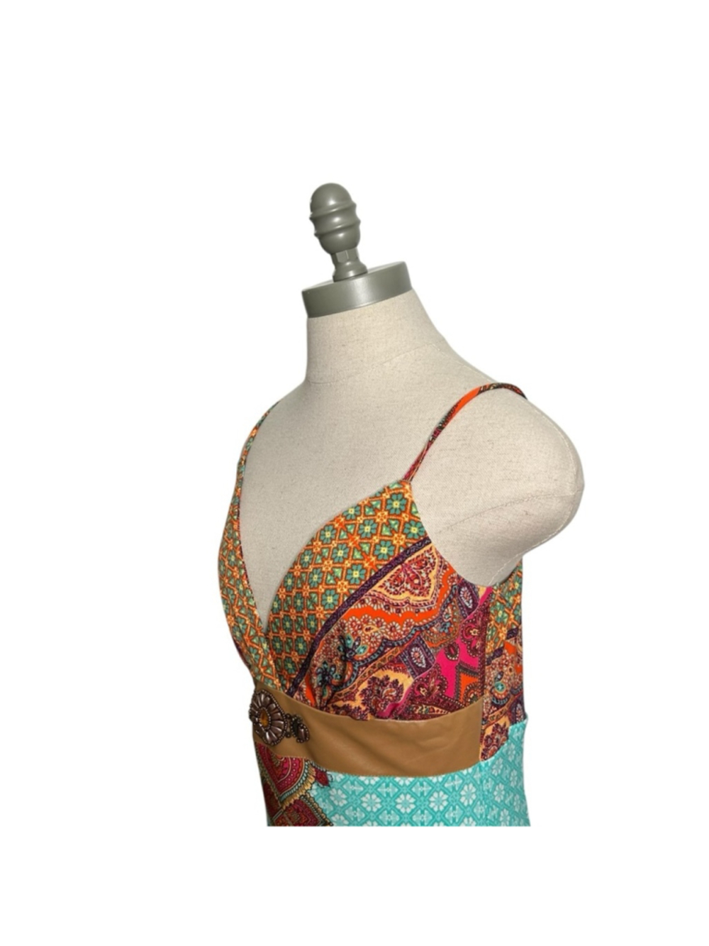 VENUS Multi Colored Floral Paisley Print Maxi Dress with Beaded Embroidery Small - Picture 11 of 13